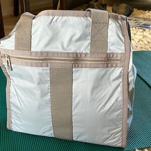 Light Gray Tote Bag with Taupe Trim - Women Bags